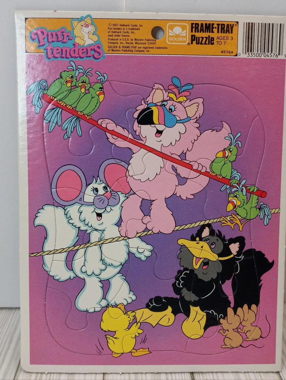 Vintage Hallmark 1987 Kitty Cat Purr-Tenders Golden Frame Tray Puzzle
